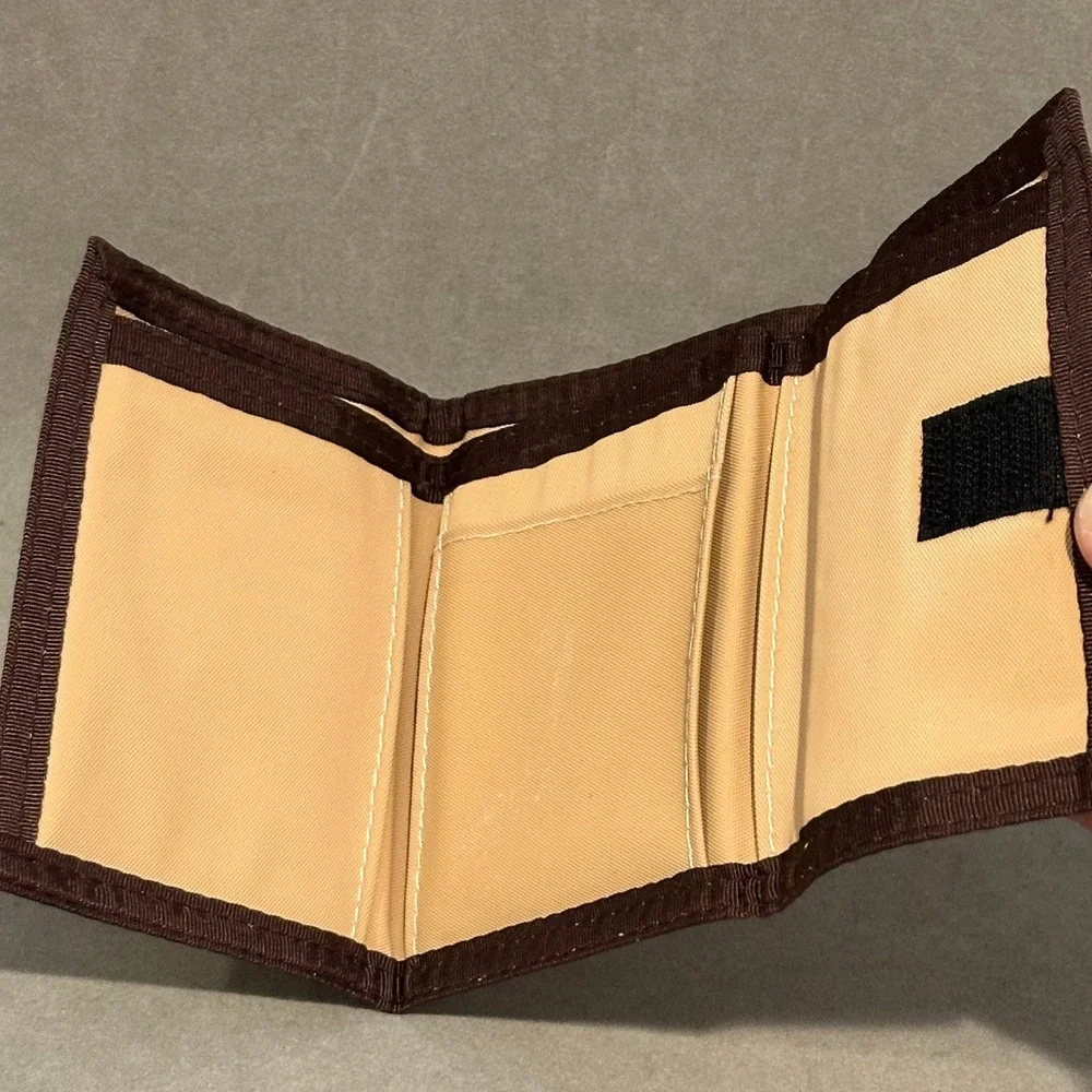 Unbranded Tan and Brown Nylon Trifold Wallet Hook and Loop Closure Utility
